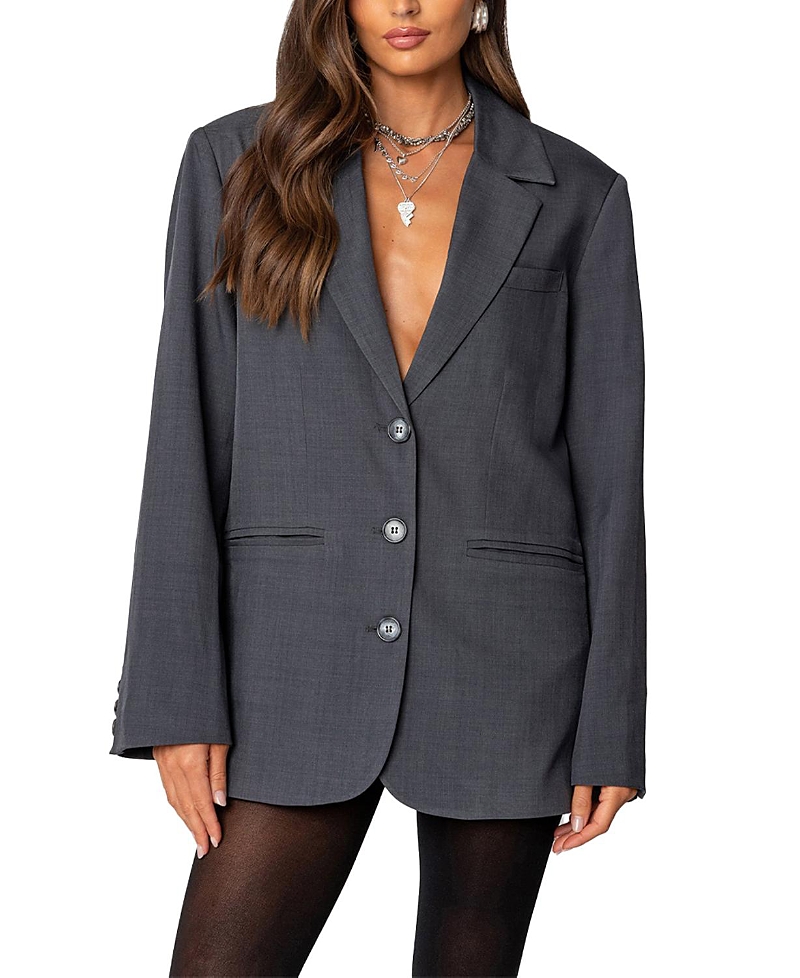 Edikted Kourtney Oversize Blazer In Dark Gray