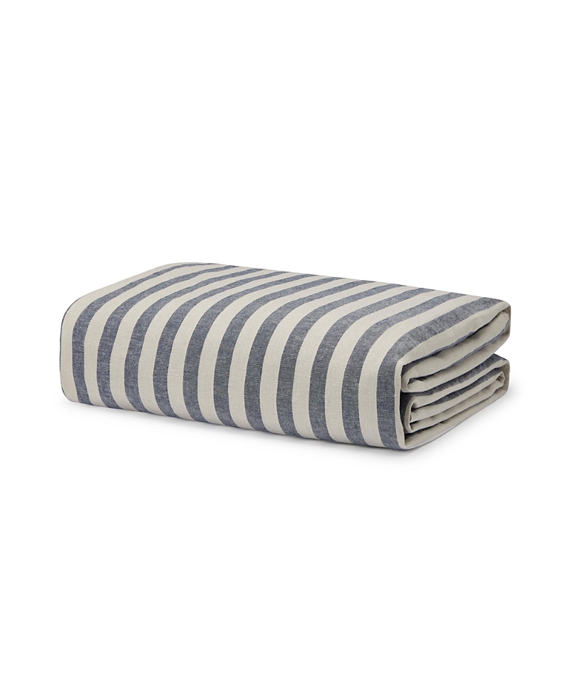 Piglet In Bed Pembroke Stripe Linen Blend Duvet Cover, Twin In Atlantic/oatmeal