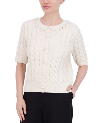 Bcbgmaxazria Embellished Cable Knit Sweater