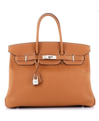 Pre-Owned Hermes Birkin 35 Handbag Brown Swift with Palladium Hardware