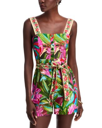 FARM Rio Jardin de Reve Floral Print Romper | Bloomingdale's