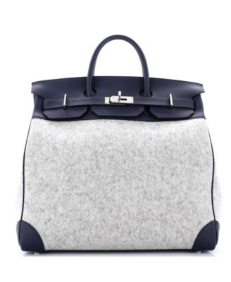 Pre-Owned HERMÈS - HAC 40 Handbag Todoo Wool and Blue Togo with Palladium Hardware