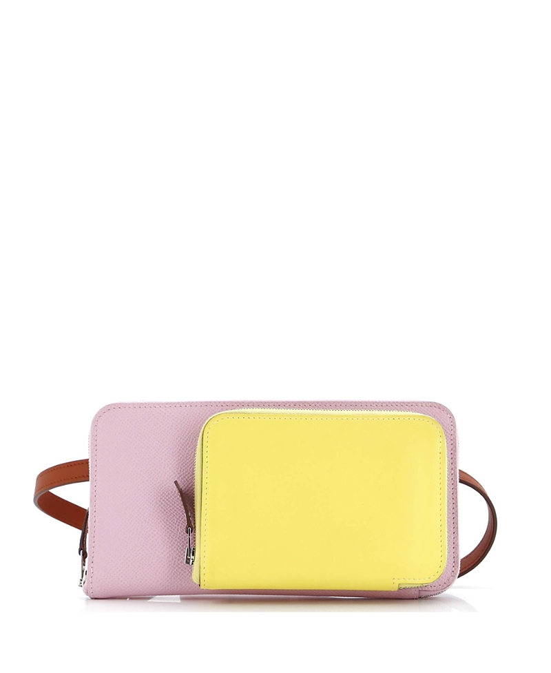 PRE-OWNED HERMES Pre-owned  Hermes Nouveau To Go Wallet Epsom With Swift In Multicolor/ Pink/ Yellow