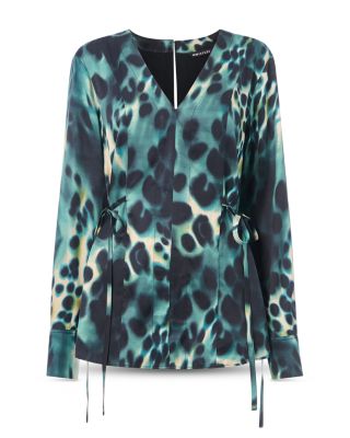 Misty Leopard Print V Neck Blouse