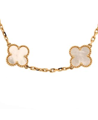 Pre-Owned Van Cleef & Arpels Vintage Alhambra 10 Motifs Necklace 18K Gold and Mother of Pearl