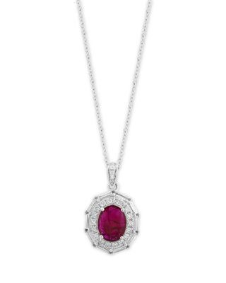 Bloomingdale's Fine Collection - Ruby & Diamond Pendant Necklace in 18K White Gold, 18"