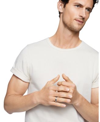 Men's Hex Station Band Ring in Sterling Silver with Black Diamonds, 6mm