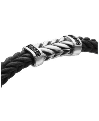 Men's Chevron Black Rubber Bracelet with Pav&eacute; Black Diamonds