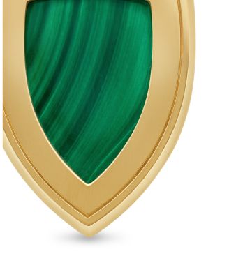 Shield Amulet in 18K Yellow Gold with Malachite and Pav&eacute; Emeralds