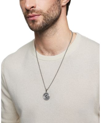 Men's Sterling Silver St. Christopher Medallion Amulet with Pav&eacute; Diamonds