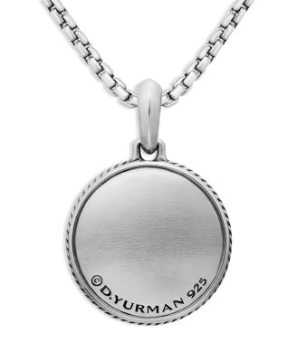 Men's Sterling Silver Maritime Compass Amulet with Black Diamond 