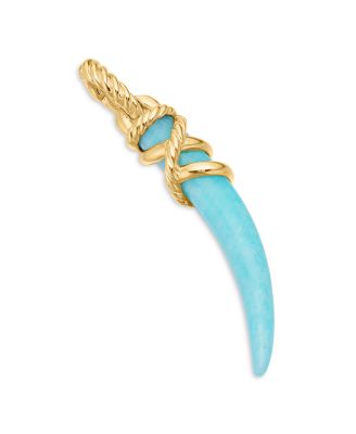 18K Yellow Gold Tusk Amulet with Amazonite