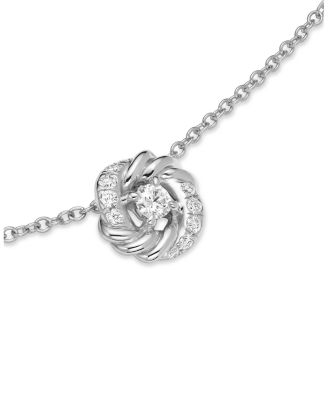 Sterling Silver Petite Infinity Pendant Necklace with Diamonds, 17"