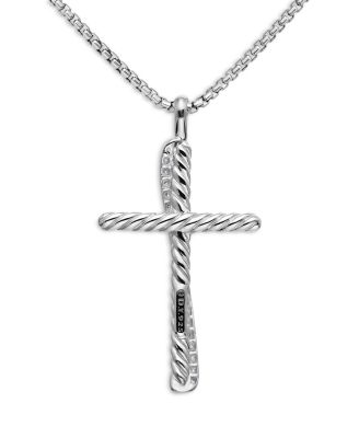 Crossover Cross with Diamonds on Chain, 18"