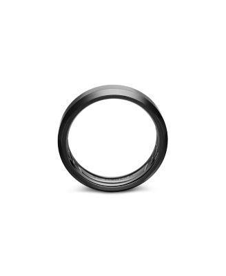 Men's Black Titanium Beveled Band Ring