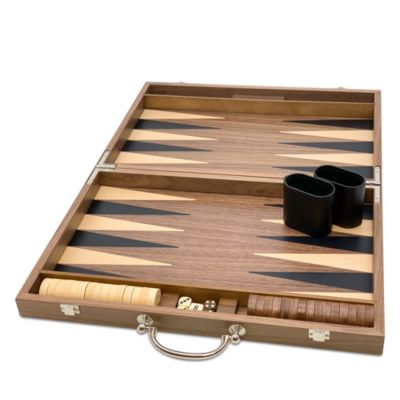 Inlaid Wood Backgammon Set with Handle
