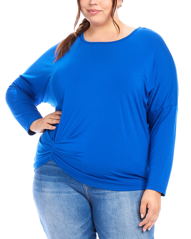 Karen Kane Pick Up Twisted Hem Top In Royal Blue