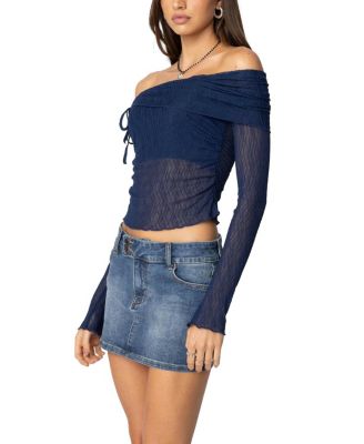  Drawstring Fold Over Sheer Top