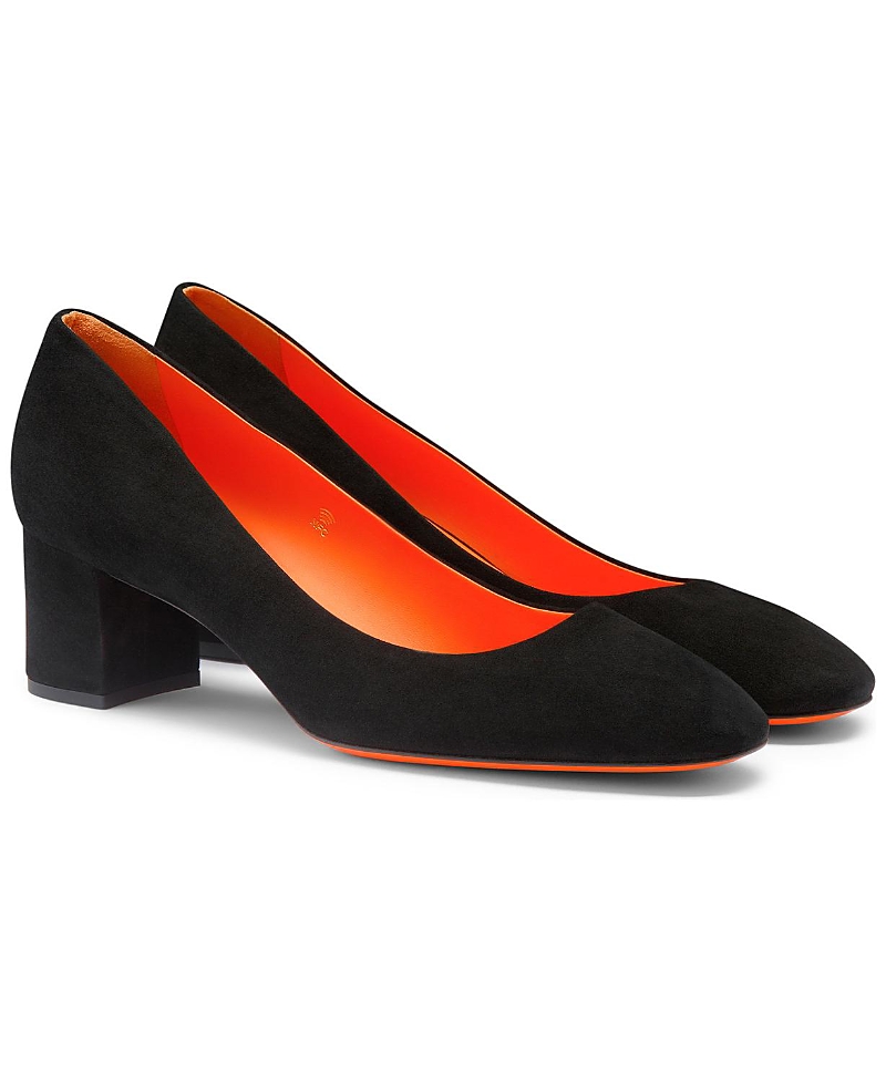Santoni Flight Suede Block-heel Pumps In Black