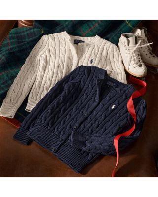 Girls' Metallic Cable Cotton Blend Cardigan - Little Kid, Big Kid