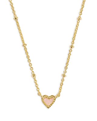 Kendra Scott Ari Pink Quartz Mini Heart Pendant Necklace, 19