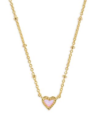 Kendra Scott - Ari Pink Quartz Mini Heart Pendant Necklace, 19"