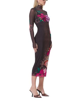 Turtleneck Long Sleeved Mesh Dress 