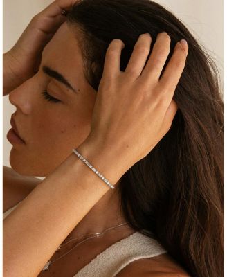  Mixed Shape Tennis Bracelet in 14K White Gold, 6.6ctw Emerald & Brilliant Round VRAI Created Lab Grown Diamonds