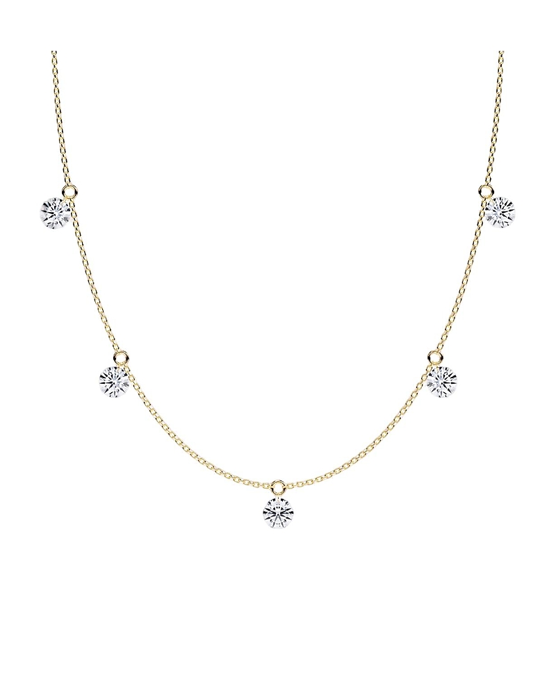 Vrai Floating Station Necklace in 14K Yellow Gold, 2.5ctw Brilliant Round Lab Grown Diamonds
