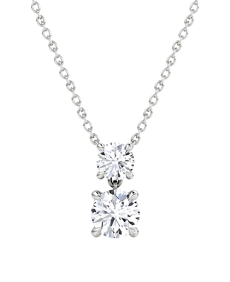 Vrai Signature Duo Drop Necklace in 14K White Gold, 1.5ctw Round Brilliant Lab Grown Diamonds
