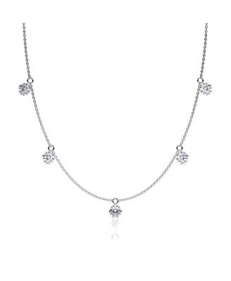  Floating Station Necklace in 14K Yellow Gold, 2.5ctw Brilliant Round Lab Grown Diamonds