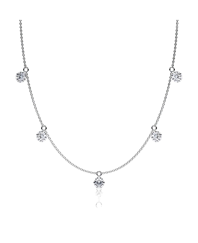 Vrai Floating Station Necklace in 14K Yellow Gold, 2.5ctw Brilliant Round Lab Grown Diamonds · 18