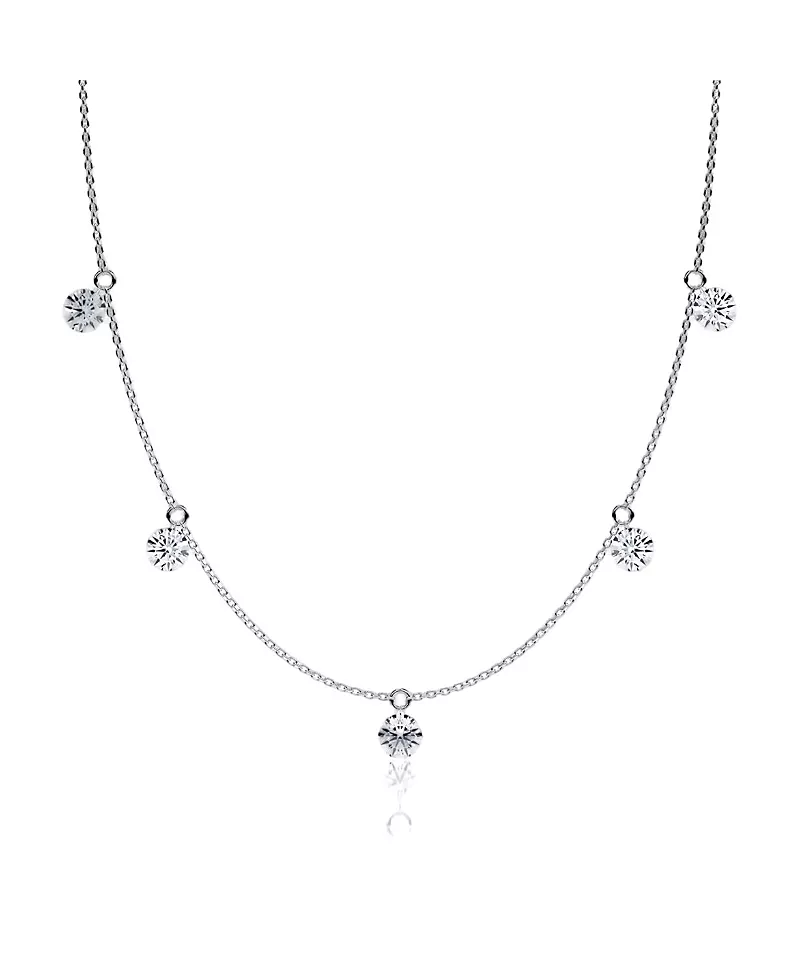 Vrai Floating Station Necklace in 14K Yellow Gold, 2.5ctw Brilliant Round Lab Grown Diamonds