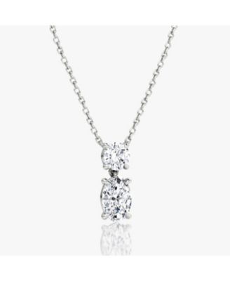  Signature Duo Drop Necklace in 14K Yellow Gold, 1.5ctw Round Brilliant & Oval Lab Grown Diamonds