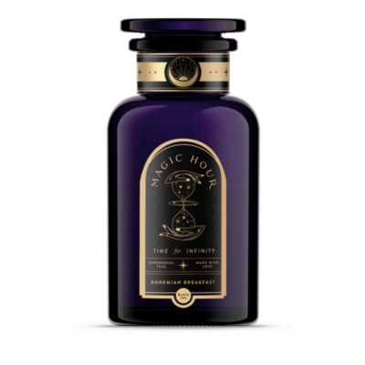 Bohemian Breakfast Black Tea Probiotic Rich Vanilla Puerh Tea for Digestion &amp; Energy in Violet Glass Apothecary Jar, 6 oz.