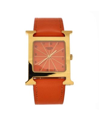 Pre-Owned HERMÈS - Heure H Quartz Watch in Plated Metal and Leather 26mm