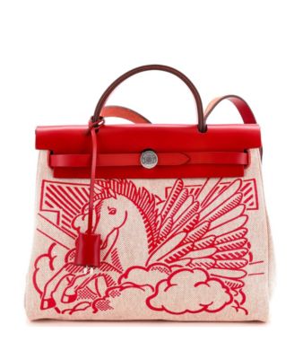 Pre-Owned Hermes 31 Herbag Zip Pegase Pop Toile and Leather