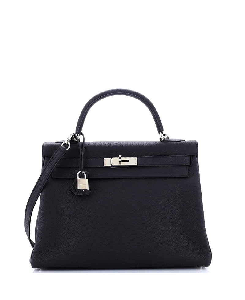 Pre-owned Pre-owned Hermes Hermes Kelly 32 Handbag Black Togo With Palladium Hardware In Noir