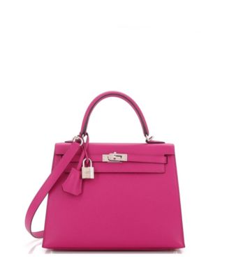 Pre-Owned Hermes Kelly 25 Handbag Pink Epsom with Palladium Hardware