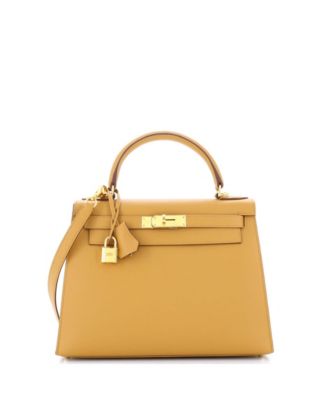 Pre-Owned Hermes Kelly 28 Handbag Brown Epsom with Gold Hardware