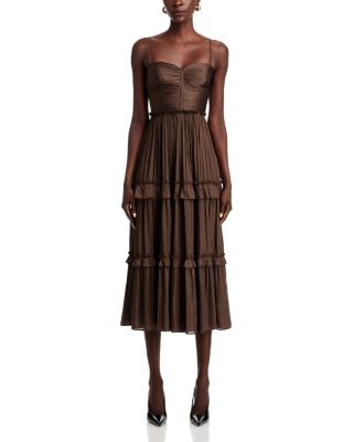 Ruched Ruffled Midi Dress - Exclusive