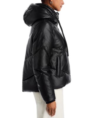 Faux Leather Puffer Jacket