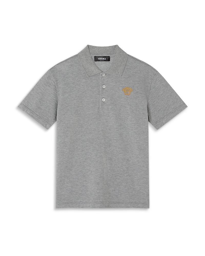 Versace Boys' Piquet Medusa Outline Polo - Little Kid, Big Kid In Grey+gold