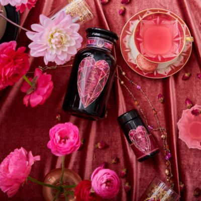 Pink Tourmaline Organic Dragon Fruit Hibiscus White Tea for Women&#39;s Health in Violet Glass Apothecary Jar, 6 oz.