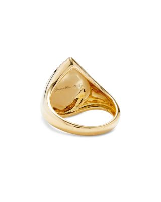 9K Yellow Gold Diamond & Mother of Pearl Pear Signet Ring