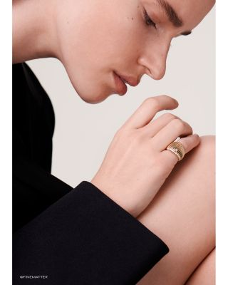 9K Yellow Gold Diamond Ribbed Ring, 0.04 tcw