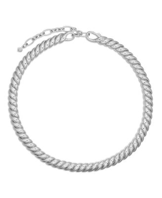 Sterling Silver Sculpted Cable Collar Necklace, 14.5-16"