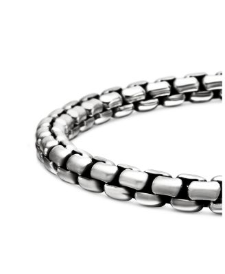 Men's Box Chain Bracelet in Sterling Silver or Stainless Steel with 14K Yellow Gold, 5mm
