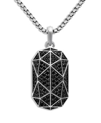 David Yurman - Men's Torqued Faceted Amulet in Sterling Silver with Black Diamonds, 37mm