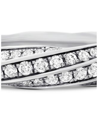 Cable Edge Band Ring in Recycled Sterling Silver with Pav&eacute; Diamonds